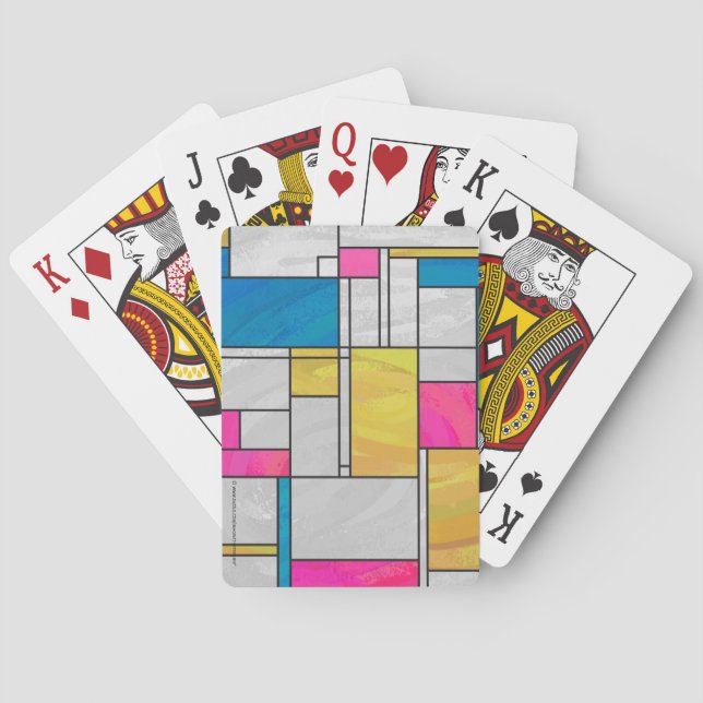 Mondrian Yellow Pink Blue Print Poker Cards (Back)