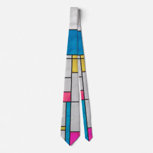 Mondrian Yellow Pink Blue Print Tie