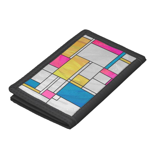 Mondrian Yellow Pink Blue Print Trifold Wallet (Top)