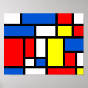 Mondrian Yellow Red Blue Poster