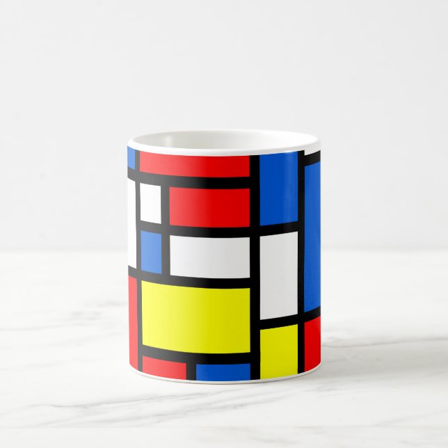 Mondrian Yellow Red Blue White Mug (Center)