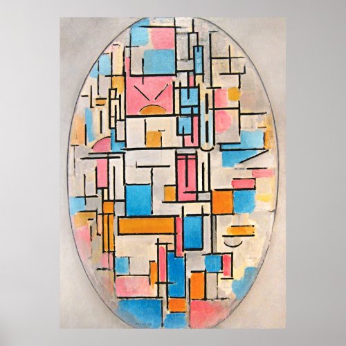 Mondrians Composition in Oval with Color Planes 1 Poster