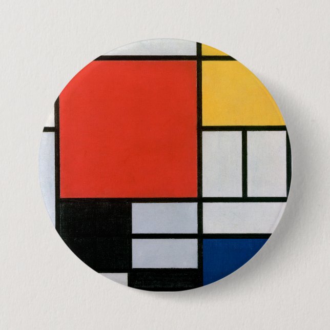 Mondrian's Composition Red, Yellow, Blue, Black Button (Front)