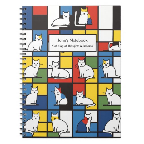 Mondrien Style Cat Illustration Notebook