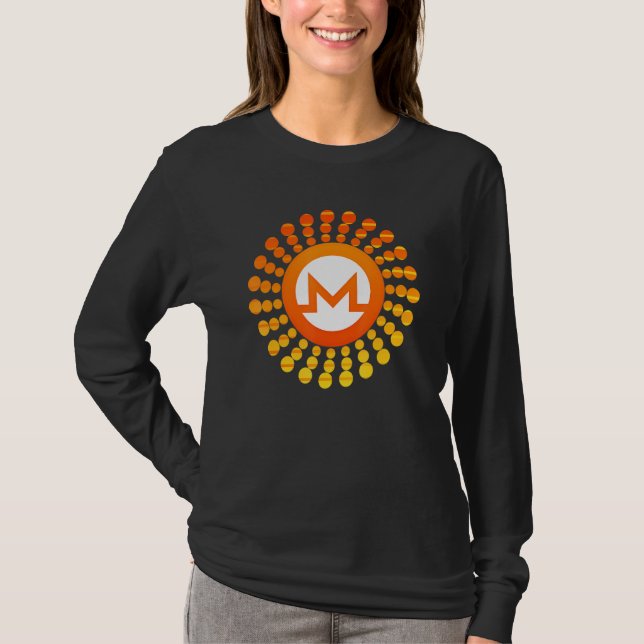 Monero Xmr Crypto Currency Circle Orange Sunset T-Shirt (Front)