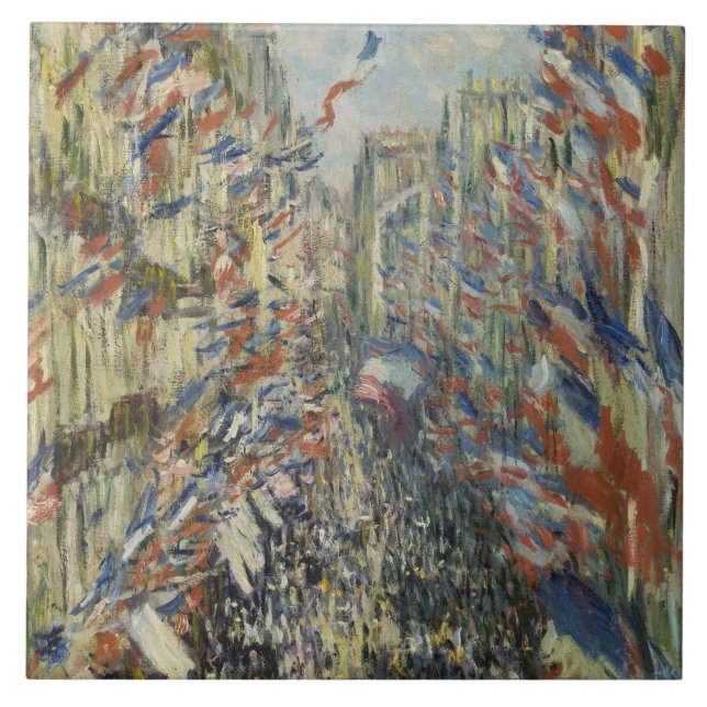 Monet 1878 The Rue Montorgueil in Paris Ceramic Tile (Front)