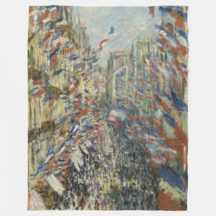 Monet 1878 The Rue Montorgueil in Paris Fleece Blanket