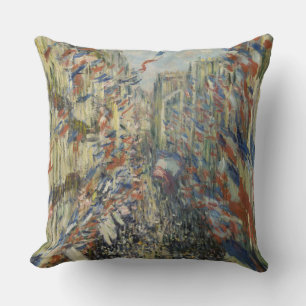 Monet 1878 The Rue Montorgueil in Paris Throw Pillow