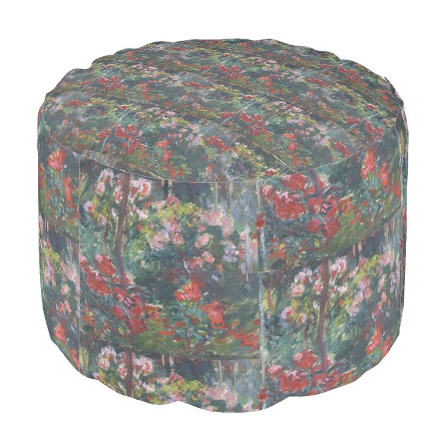 Monet 1887 Vintage Peony Garden Pouf (Angled Back)