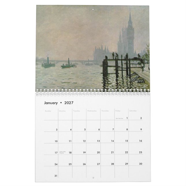 Monet 2015 French Art Calendar (Jan 2027)
