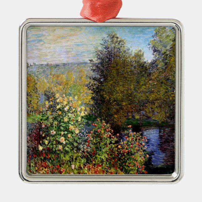 Monet - A Corner of the Garden at Montgeron Metal Ornament (Front)