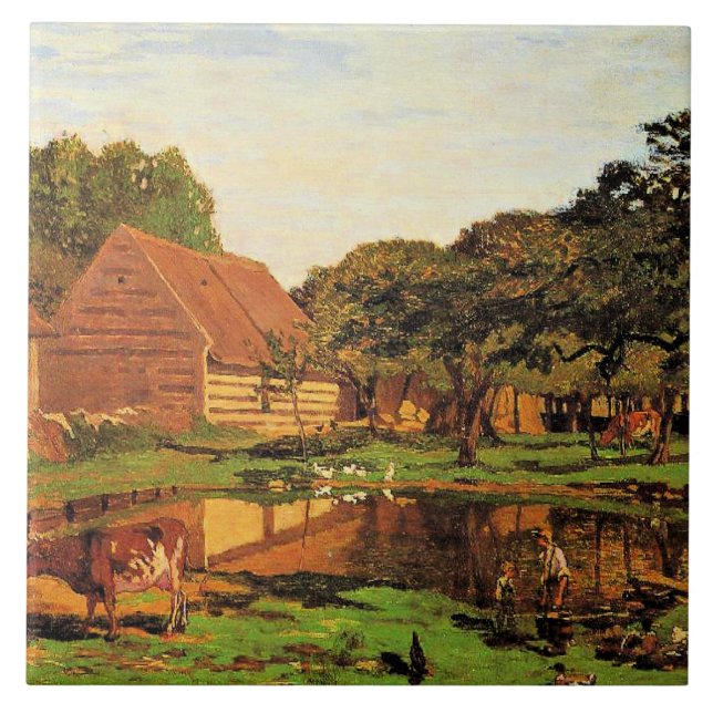 Monet - A Farmyard in Normandy, Ceramic Tile (Front)