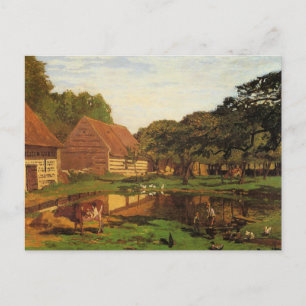 Monet - A Farmyard in Normandy, fine art, Postcard