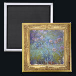 Monet Agapanthus Flowers Masterpiece Magnet<br><div class="desc">Elegant little square magnet,  with Claude Monet's famous oil painting entitled Agapanthus Flowers,  set in an ornate gold frame.  Customize to add your own text or leave as is,  for a miniature version of this famous painting ready to decorate your metal surface.</div>