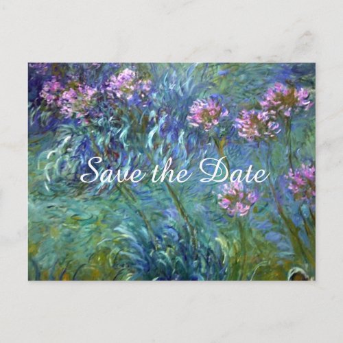 Monet Agapanthus Flowers Save the Date Wedding Announcement Postcard