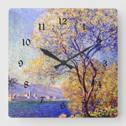 Monet _ Antibes Seen from the Salis Gardens  Square Wall Clock