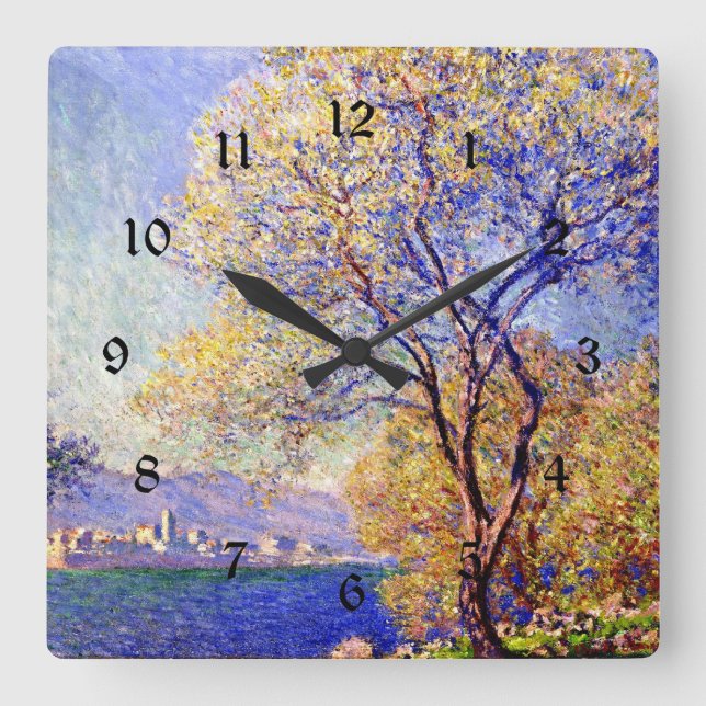 Monet - Antibes Seen from the Salis Gardens,  Square Wall Clock (Front)