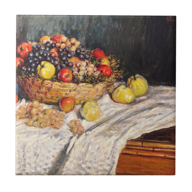 Monet - Apples and Grapes, Ceramic Tile (Front)