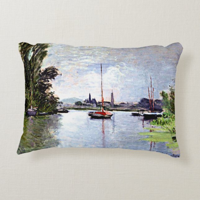 Monet - Argenteuil, Seen from Small Arm of Seine, Accent Pillow (Back)