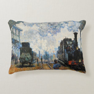 Monet - Arrival of the Normandy Train, Accent Pillow