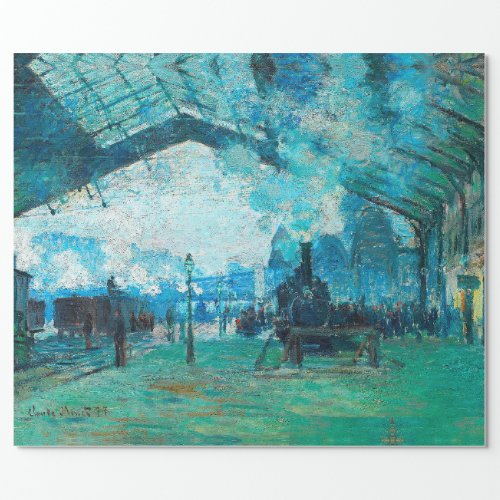MONET ARRIVAL OF THE NORMANDY TRAIN DECOUPAGE WRAPPING PAPER