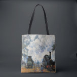 Monet - Arrival of the Normandy Train, Tote Bag<br><div class="desc">Arrival of the Normandy Train,  famous painting by Claude Monet</div>