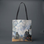 Monet - Arrival of the Normandy Train, Tote Bag<br><div class="desc">Arrival of the Normandy Train,  famous painting by Claude Monet</div>