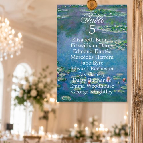 Monet Art Floral Wedding Table Number Seating Card