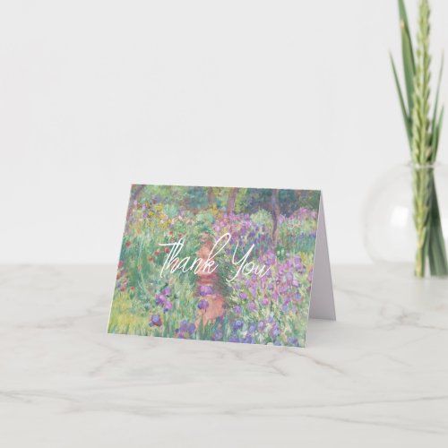 Monet Art Painting Purple Iris Flower Garden Thank You Card