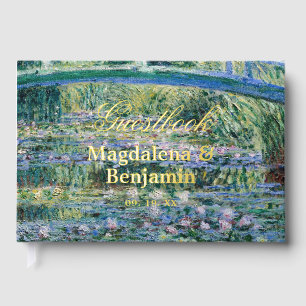 Monet Art Painting Water Lilies Jewel Tone Wedding Foil Guest Book