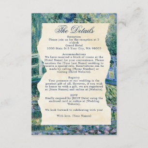 Monet Art Paintings Floral French Garden Wedding Enclosure Card