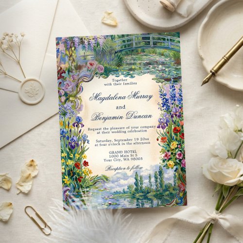 Monet Art Paintings Floral French Garden Wedding Invitation