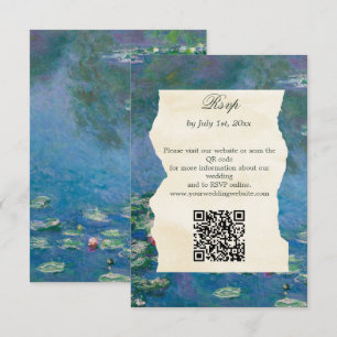 Monet Art Water Lilies Wedding Website QR Code RSVP Card