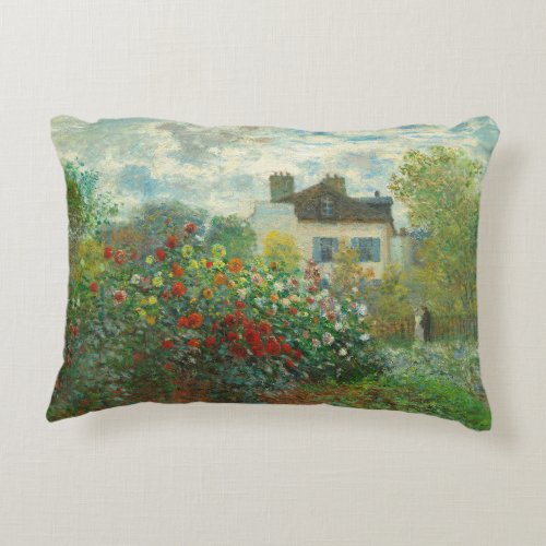 Monet Artists Garden in Argenteuil Painting Accent Pillow