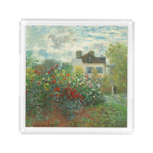 Monet Artists Garden in Argenteuil Painting Acrylic Tray