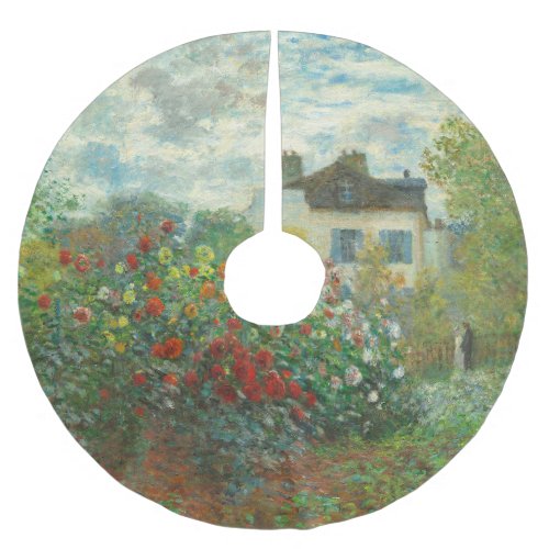 Monet Artists Garden in Argenteuil Painting Brushed Polyester Tree Skirt