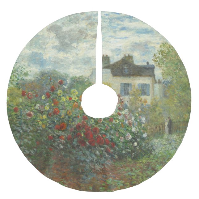 Monet Artists Garden in Argenteuil Painting Brushed Polyester Tree Skirt (Front)