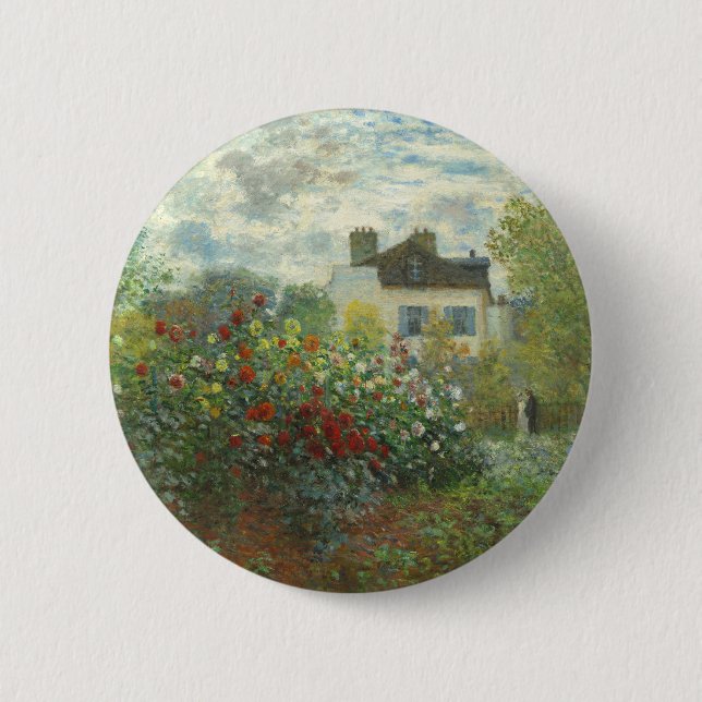 Monet Artists Garden in Argenteuil Painting Button (Front)