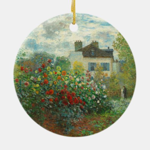 Monet Artists Garden in Argenteuil Painting Ceramic Ornament