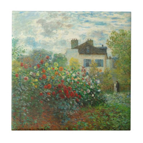 Monet Artists Garden in Argenteuil Painting Ceramic Tile