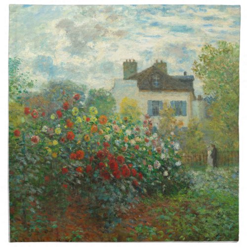 Monet Artists Garden in Argenteuil Painting Cloth Napkin