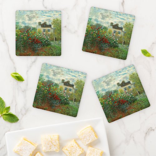 Monet Artists Garden in Argenteuil Painting Coaster Set