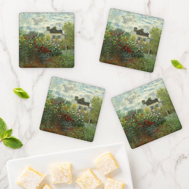 Monet Artists Garden in Argenteuil Painting Coaster Set (In Situ)