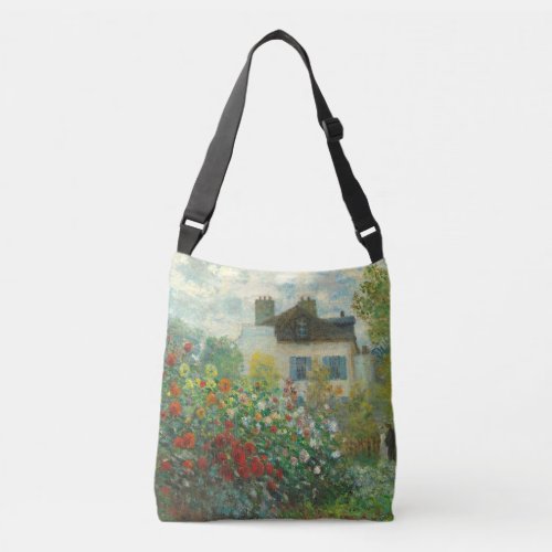Monet Artists Garden in Argenteuil Painting Crossbody Bag