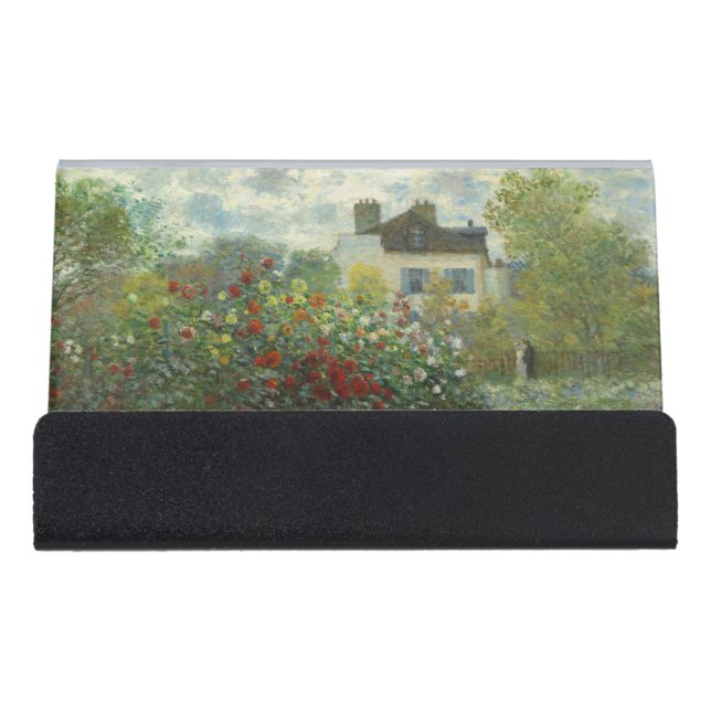 Monet Artists Garden in Argenteuil Painting Desk Business Card Holder (Front)