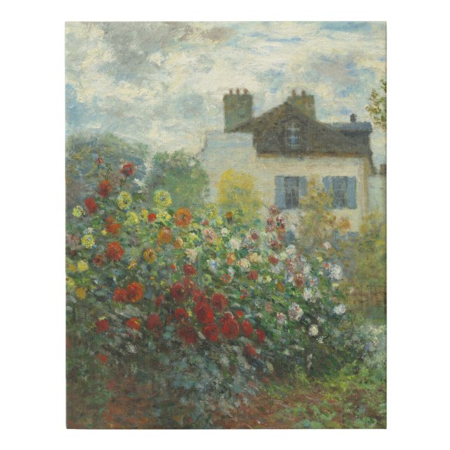 Monet Artists Garden in Argenteuil Painting Faux Canvas Print (Front)