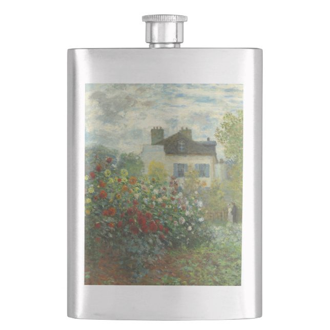 Monet Artists Garden in Argenteuil Painting Flask (Front)