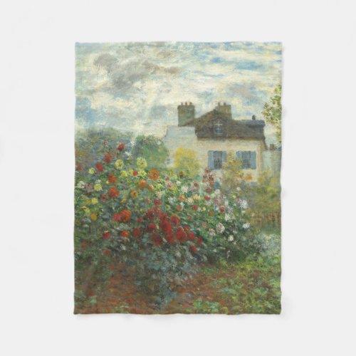 Monet Artists Garden in Argenteuil Painting Fleece Blanket