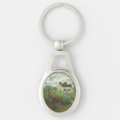 Monet Artists Garden in Argenteuil Painting Keychain