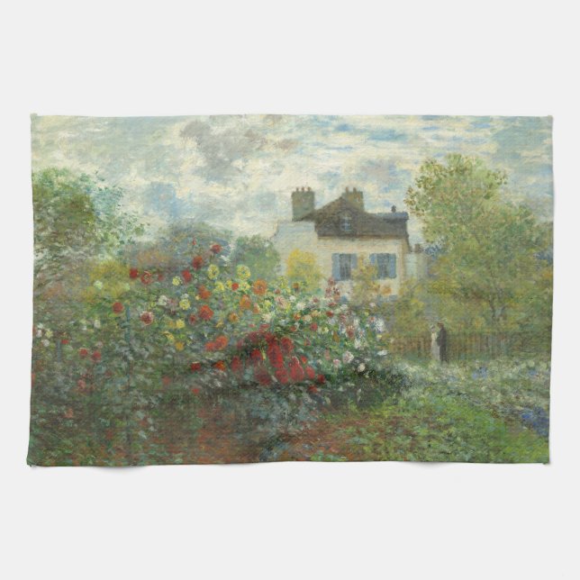 Monet Artists Garden in Argenteuil Painting Kitchen Towel (Horizontal)
